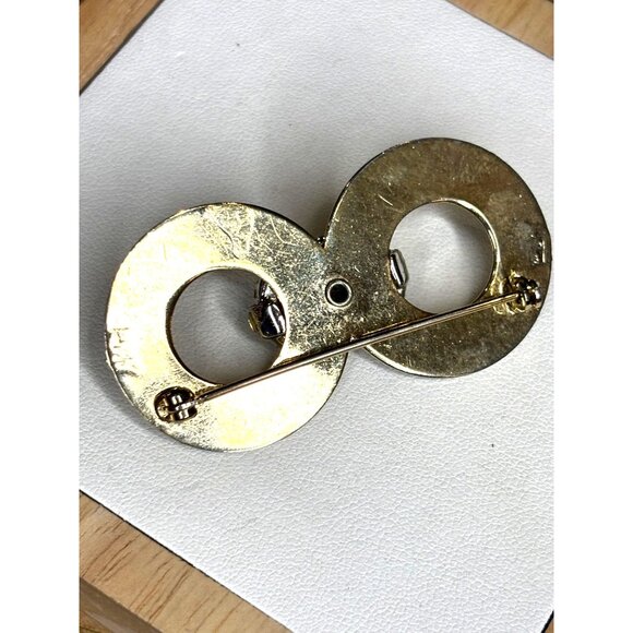 Vintage Coro Gold-Tone Rhinestone Infinity Brooch Pin Jewelry - Picture 3 of 9